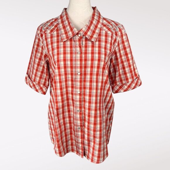 Bit & Bridle Plaid Western Shirt Snap Front Embroidered Yoke Country Cowgirl Sma - Picture 1 of 9